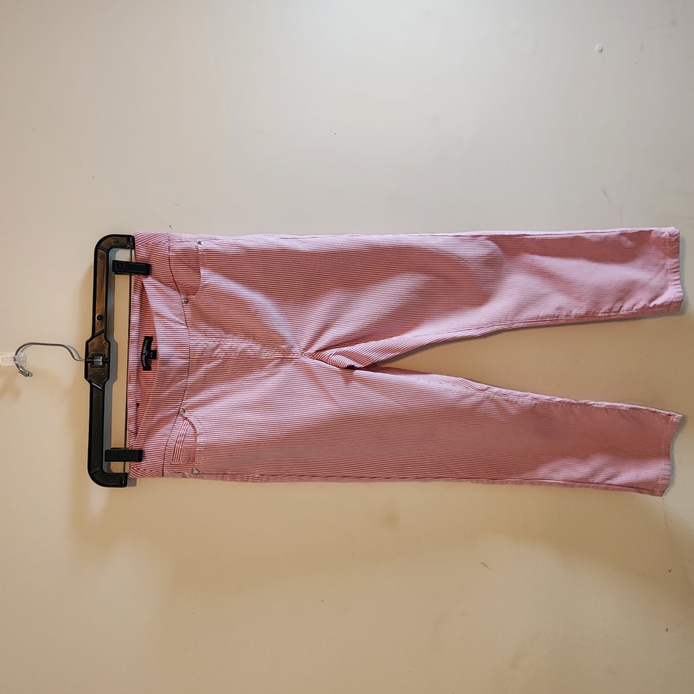 Mario Serrani Italy Women’s Pink White Pinstripe Pants Size Small Cropped